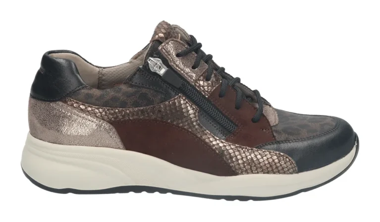 Durea Dry Maxx 6318 leren sneaker in bruin, verkrijgbaar in wijdte G, H en K