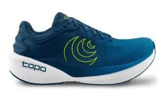Topo Athletic Phantom 4 in blue lime, zijaanzicht