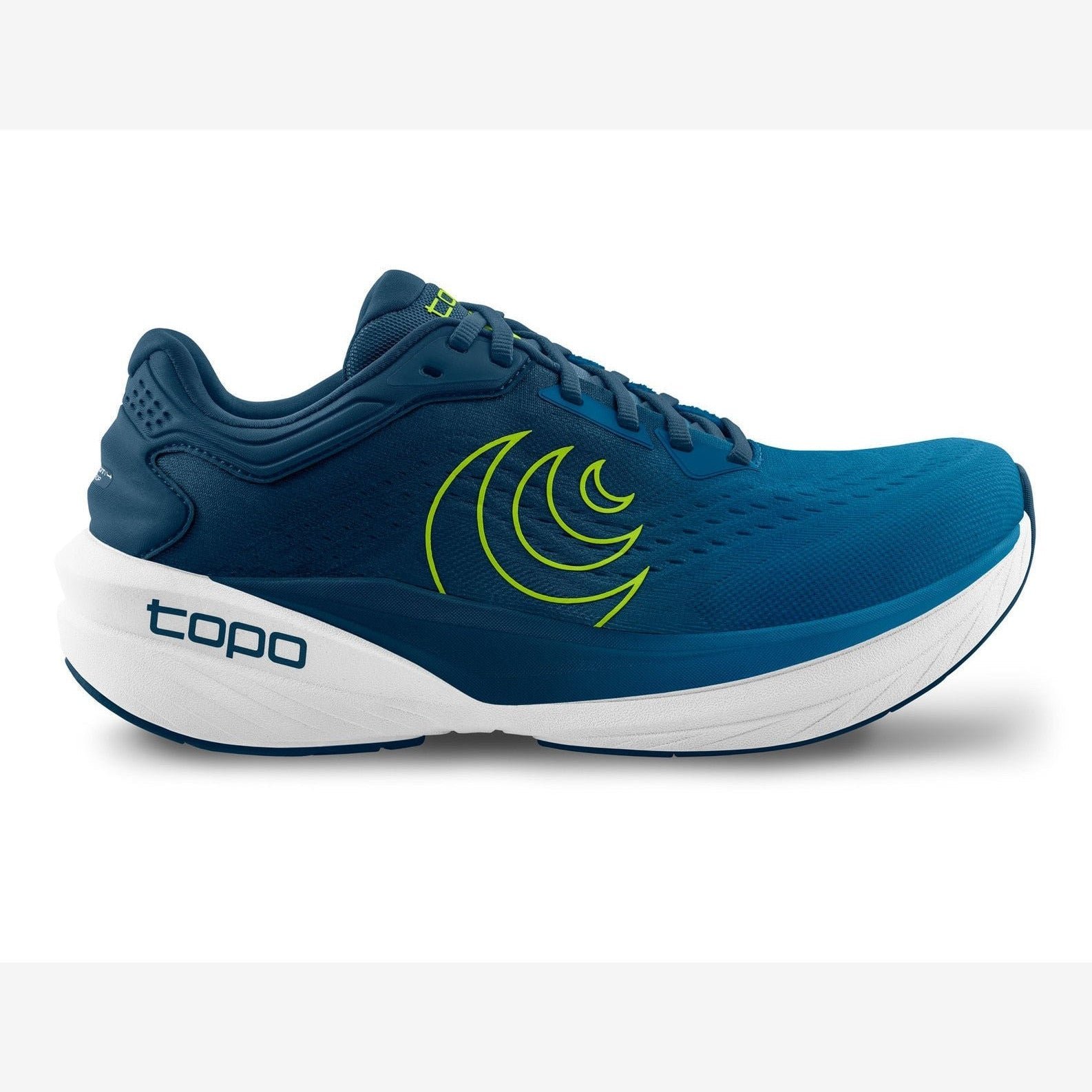 Topo Athletic Phantom 4 in blue lime, zijaanzicht