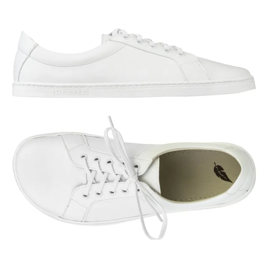 Peerko Classic Cloud, witte leren sneaker met brede neus